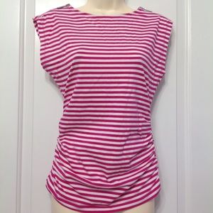 MK Zipper Accented Striped Tee